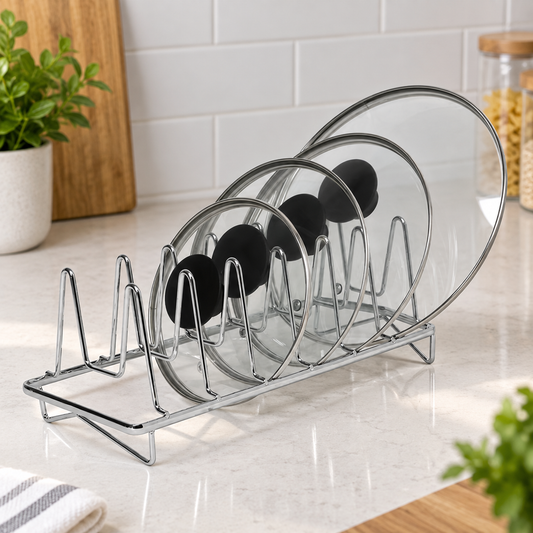 Chrome Pot Lid Organizer Rack