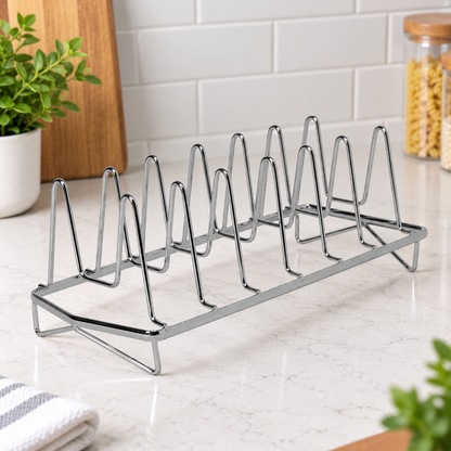 Chrome Pot Lid Organizer Rack