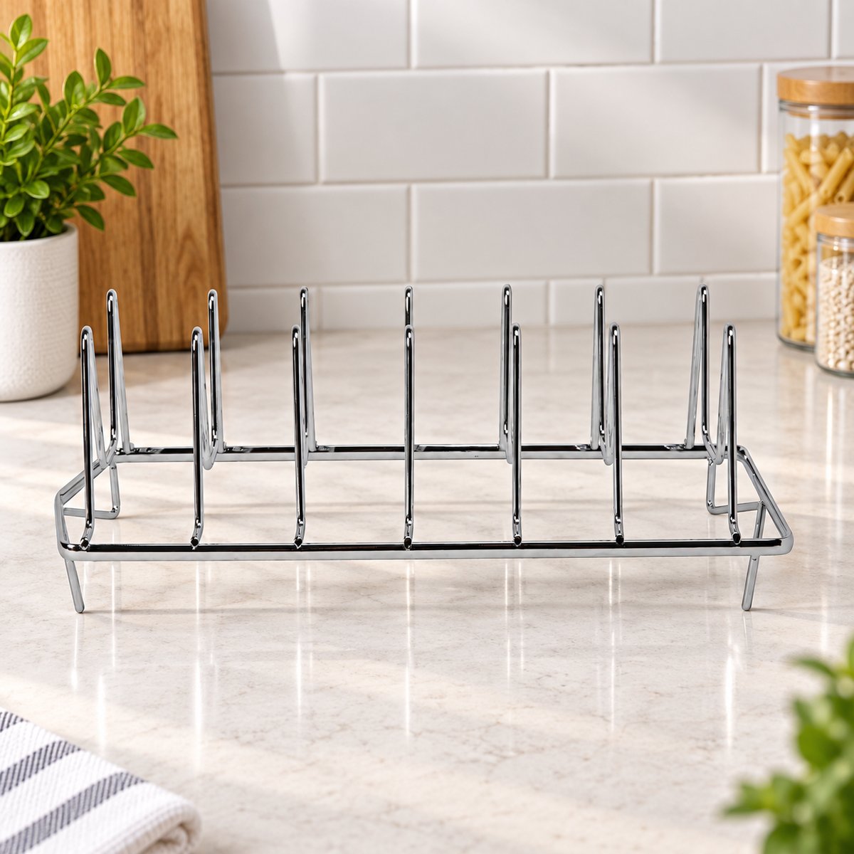 Chrome Pot Lid Organizer Rack