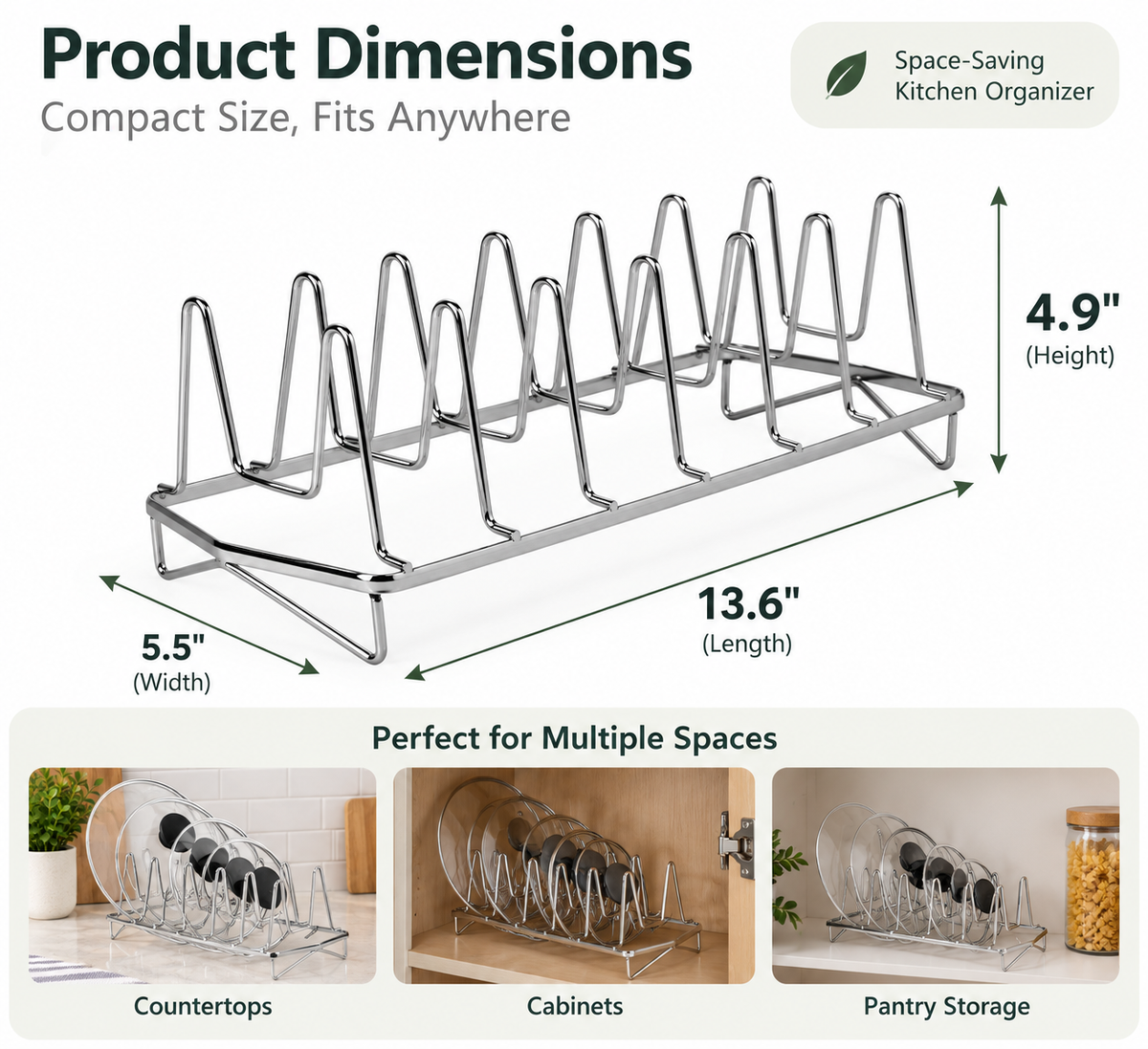 Chrome Pot Lid Organizer Rack